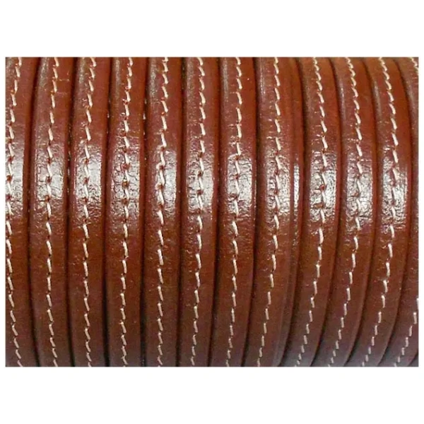 10x6mm-Flat-leather-cord-stitched-brown-u-1