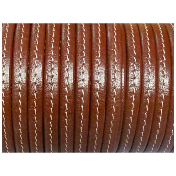 10x6mm-Flat-leather-cord-stitched-brown-u