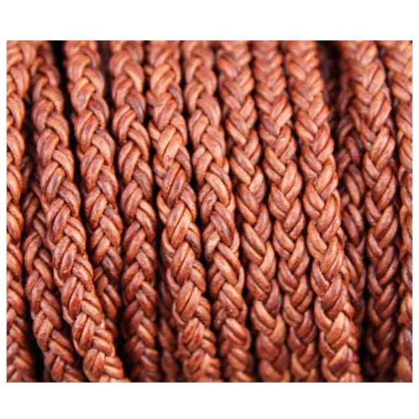 8mm 6 Round Ply Braided Leather Cord-u
