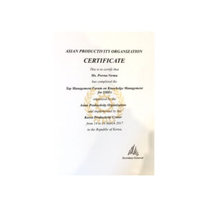 Asian Productivity Organization Certificate 2017