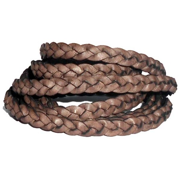 leather bracelet braided round - light brown 