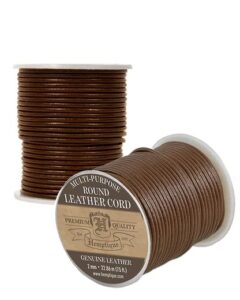 Brown round leather cord spools, multi-purpose premium quality for crafting
