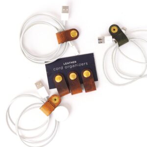 Leather cord organizers with USB cables