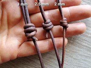 Leather cord thickness comparison 2mm 2.5mm 3mm for jewelry making
