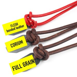 Types of leather cords full grain corium and bonded leather comparison