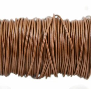 Brown round leather cord close-up for jewelry making