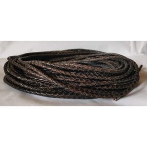 Brown braided leather cord roll for jewelry making and DIY crafts.