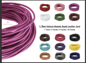 A tightly woven 4-strand round braided black leather bolo cord displaying a seamless cylindrical pattern and glossy finish.