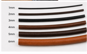 Leather cords in different thickness sizes for jewellery making 