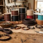Premium leather cords and jewelry-making workspace.