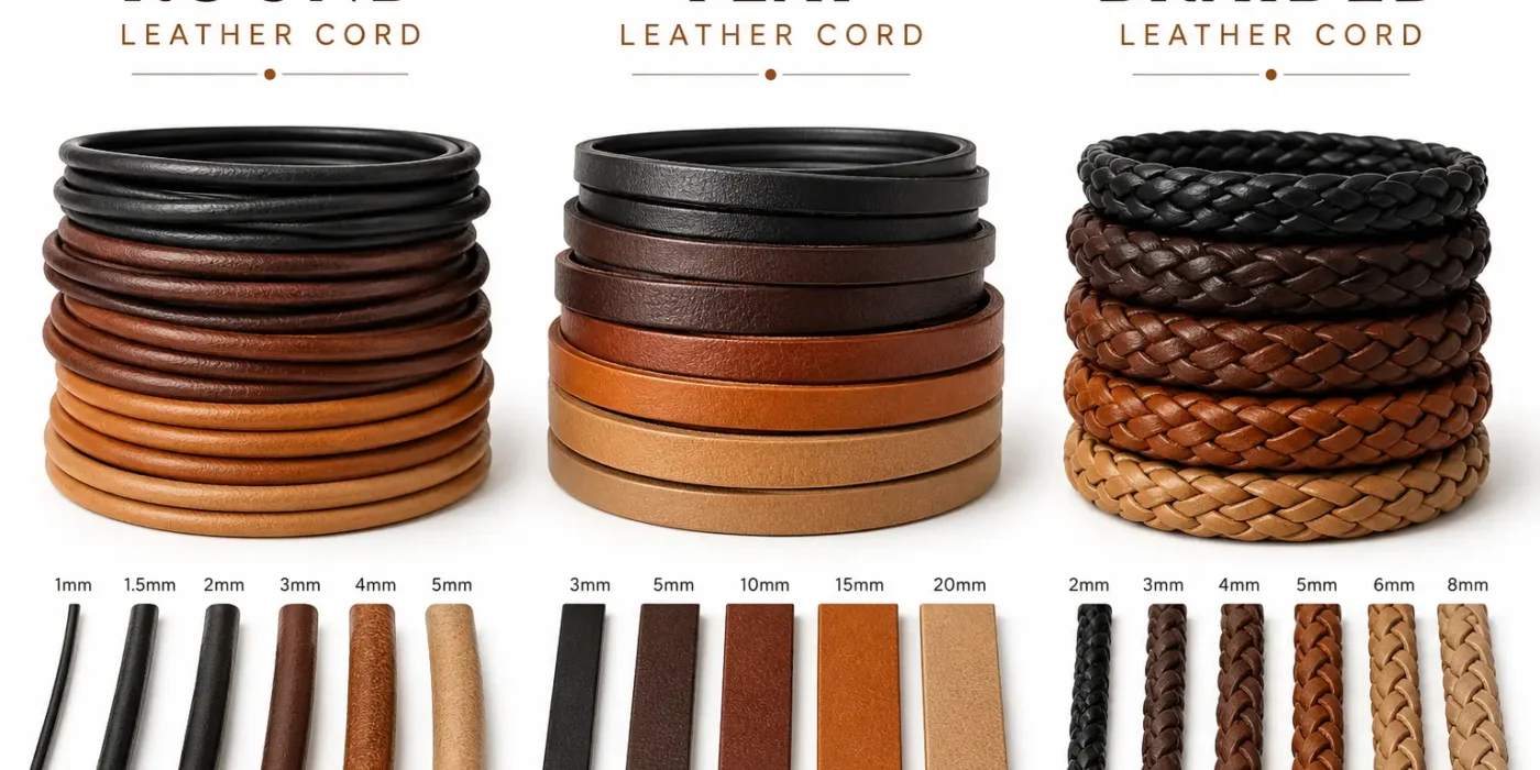 Comparison of round, flat, and braided leather cords
