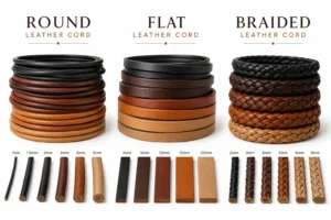 Comparison of round, flat, and braided leather cords
