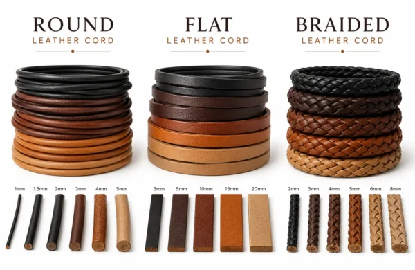 Comparison of round, flat, and braided leather cords
