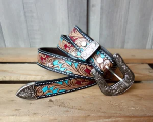 Handcrafted premium belt with engraved metal buckle