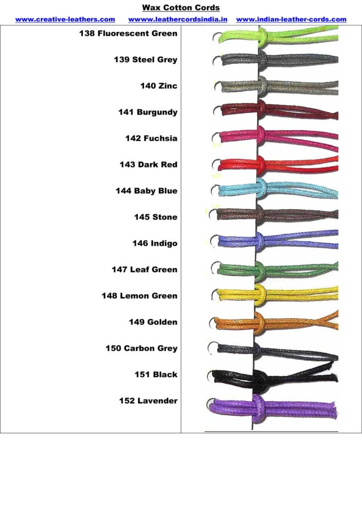 Multicolor wax cotton cords